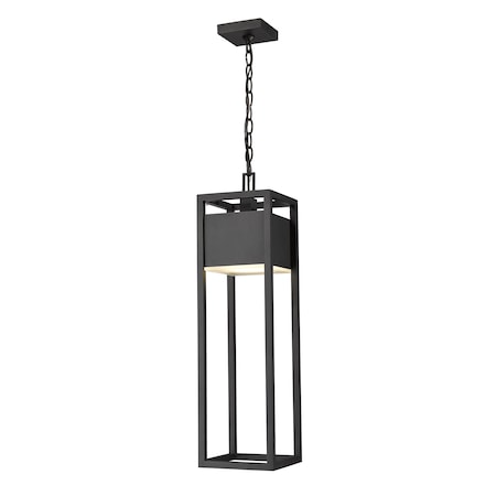 Barwick 1 Light Outdoor Chain Mount Ceiling Fixture, Black & Etched